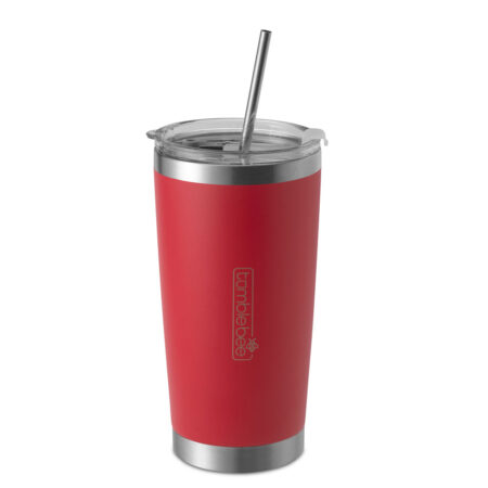 Tumblebee To Go – Hordozható hőtartó Termosz Utazó Pohár Berry Red 500ml fém szívószállal