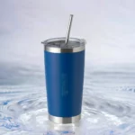 Hordozható hőtartó Termosz Utazó Pohár Cobalt 500ml fém szívószállal