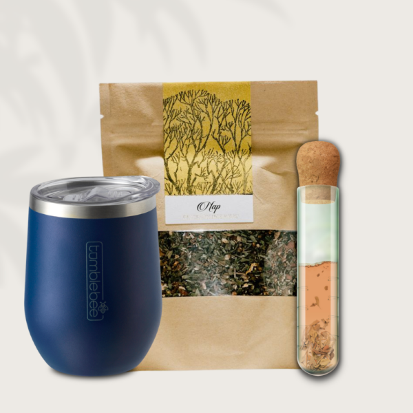 Nap tea csomag termosz pohárral és üveg teaszűrővel