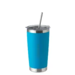 Hordozható hőtartó Termosz Utazó Pohár Blue 500ml fém szívószállal