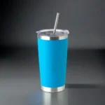 Hordozható hőtartó Termosz Utazó Pohár Blue 500ml fém szívószállal