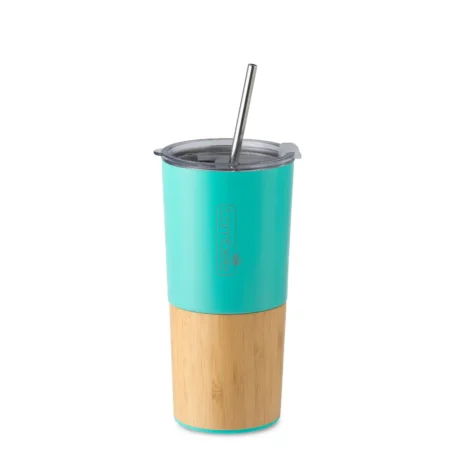 Hordozható hőtartó Termosz Utazó Pohár Ocean Breeze Bamboo 500ml fém szívószállal